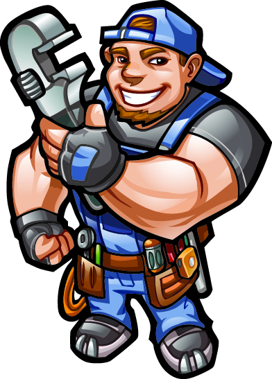 AJ Plumbing Services cartoon plumber logo